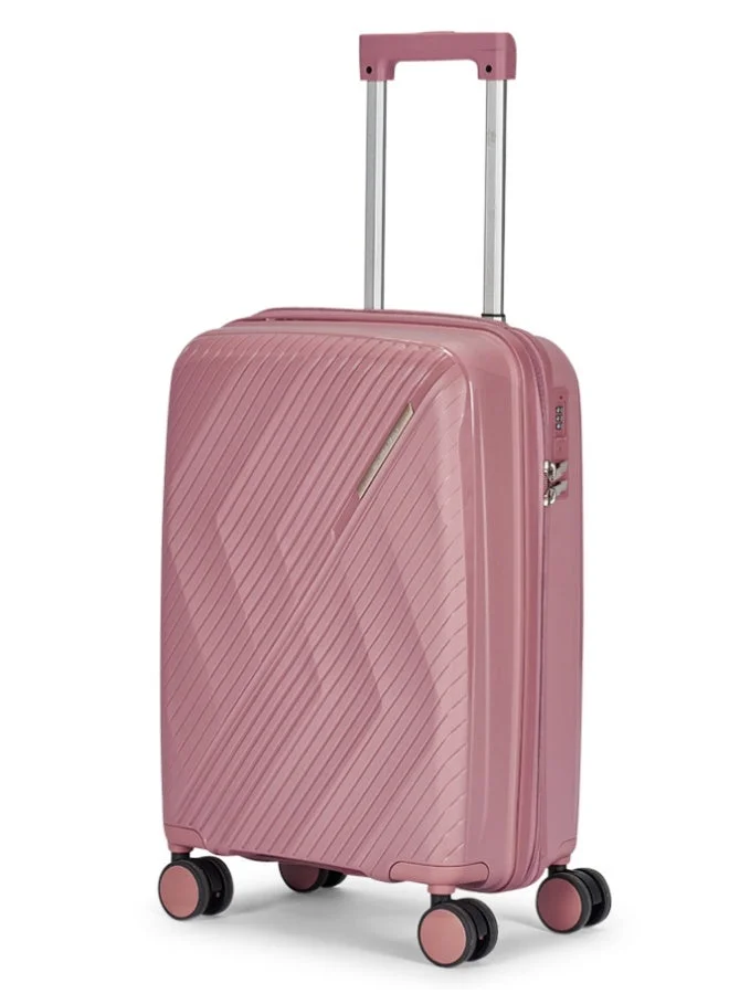 LIMRA Travel Bags Premium 20-Inch Polypropylene (PP) Hard Shell Carry-On Luggage Ultra-Lightweight Travel Suitcase with 360° Spinner Wheels and TSA Lock –Rosegold Color